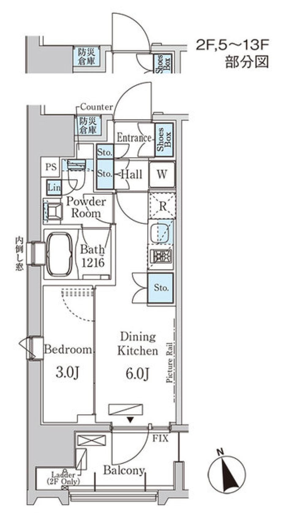 ライオンズフォーシア中央ＭＩＮＡＴＯ　1301号室［ペット可］の間取り図
