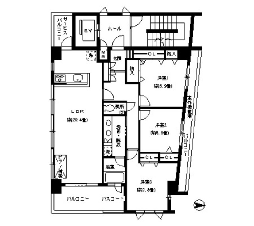 Ｔ&rsquo;Ｓ　ＣＯＵＲＴ五条　301号室の間取り図