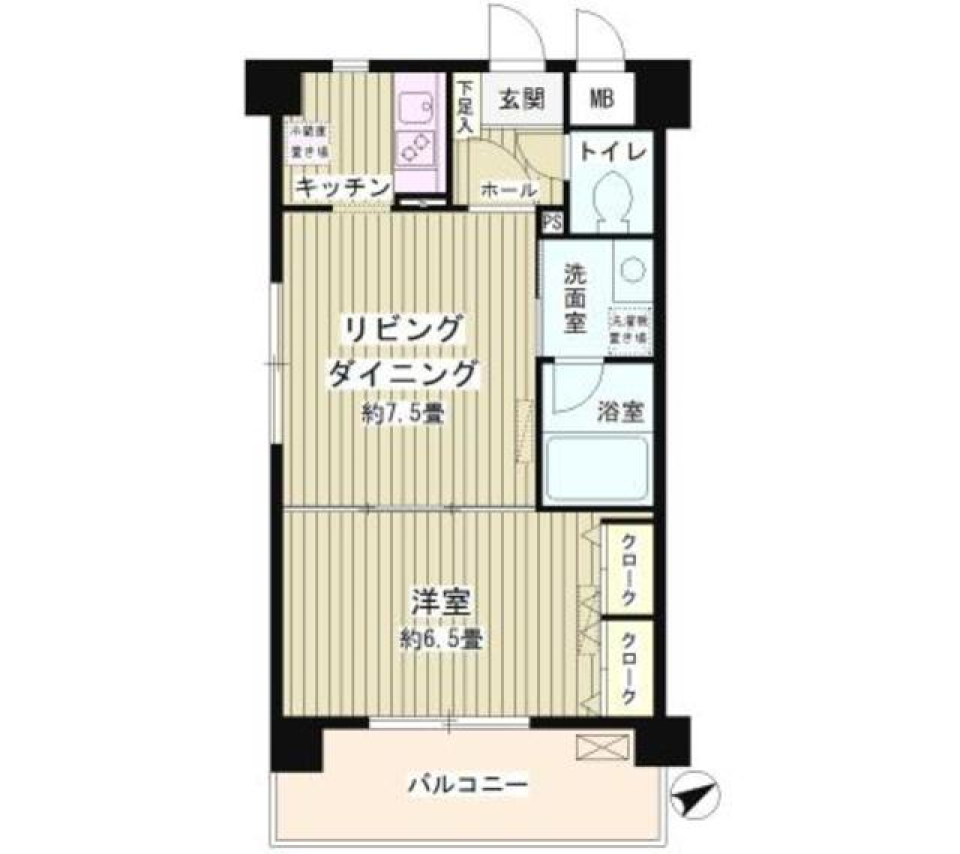 ルミエール祐天寺　201号室の間取り図