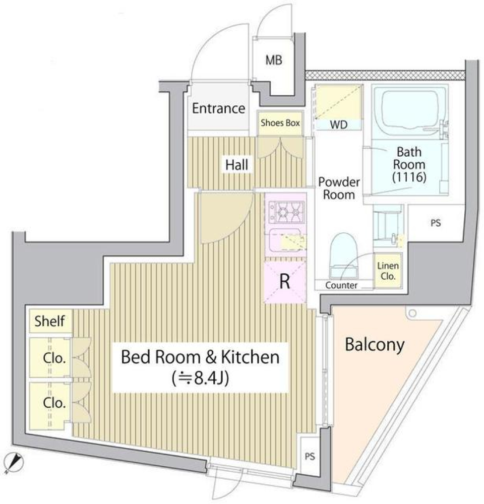 ＮＪＫ　ＭＡＲＱＵＩＳ　ＯＭＯＴＥＳＡＮＤＯ　201号室の間取り図