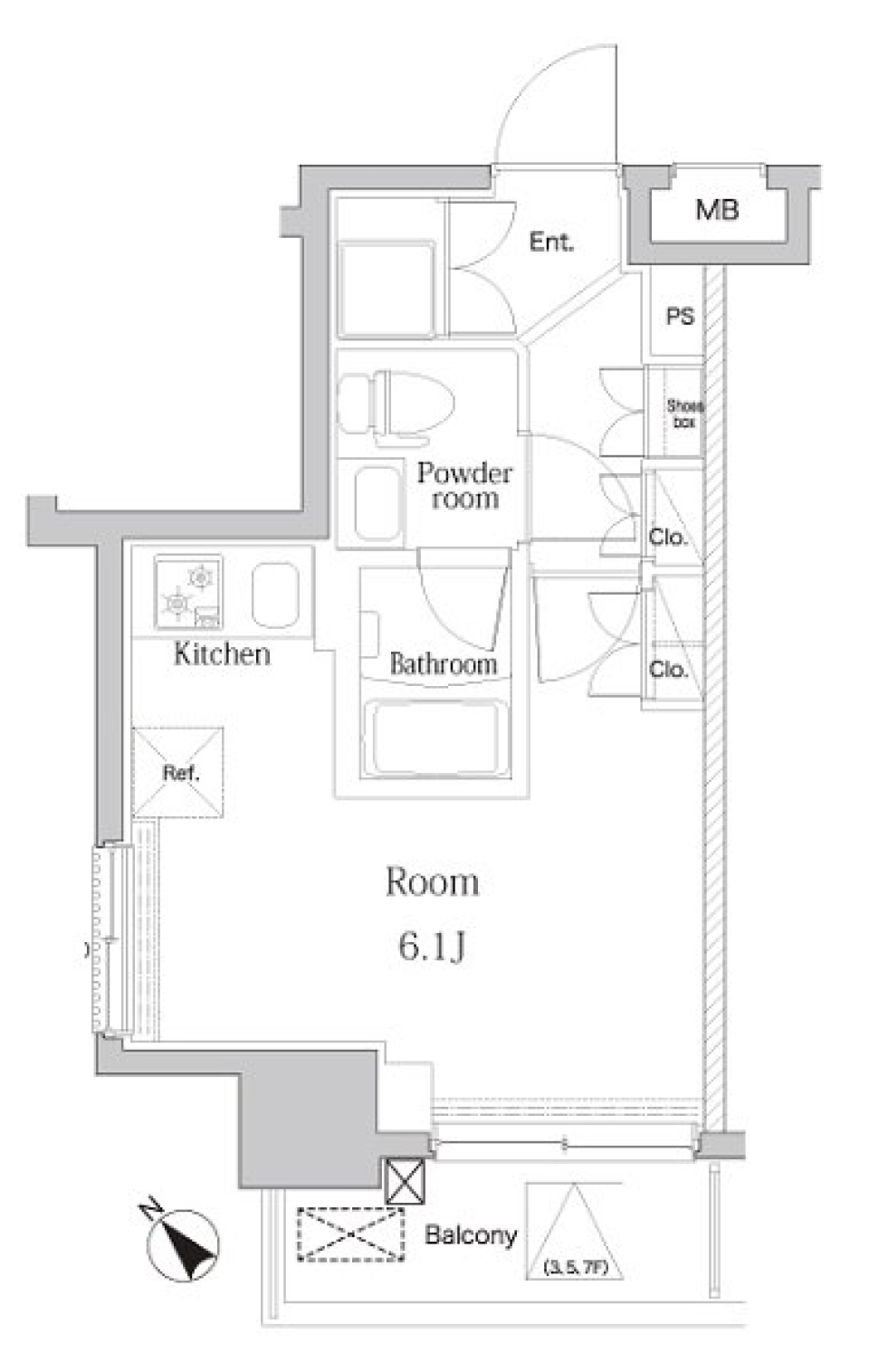 プレミアムキューブ横浜反町　404号室［ペット可］の間取り図