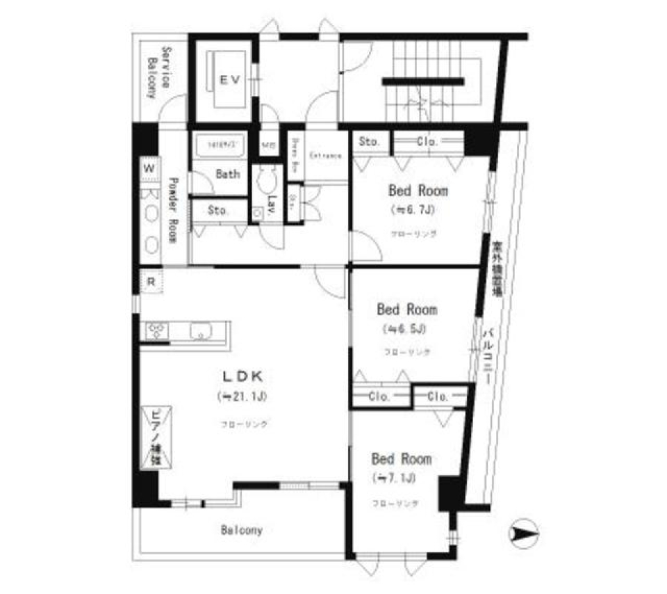 Ｔ&rsquo;Ｓ　ＣＯＵＲＴ五条　201号室の間取り図