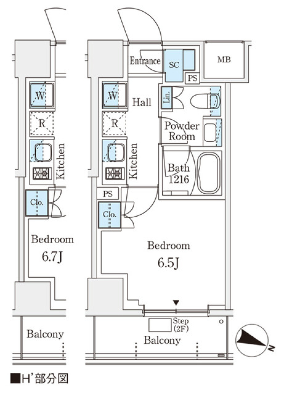 パークアクシス横浜阪東橋　1008号室［ペット可］の間取り図