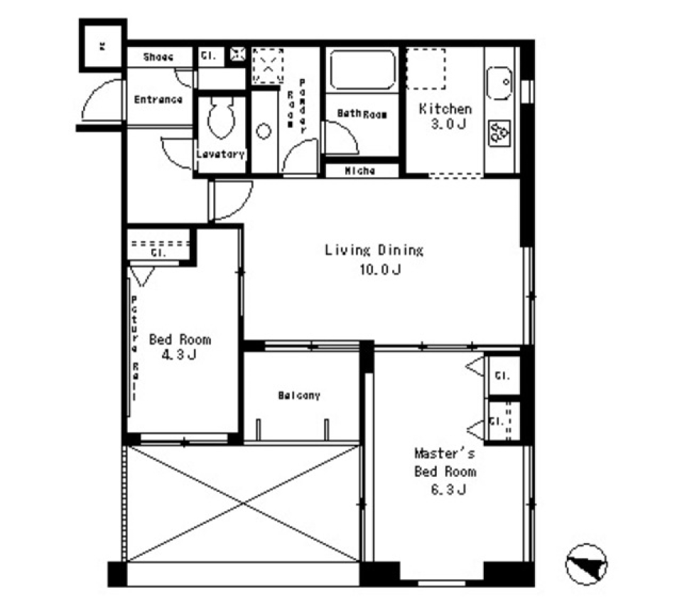 パークアクシス西麻布ステージ　702号室の間取り図