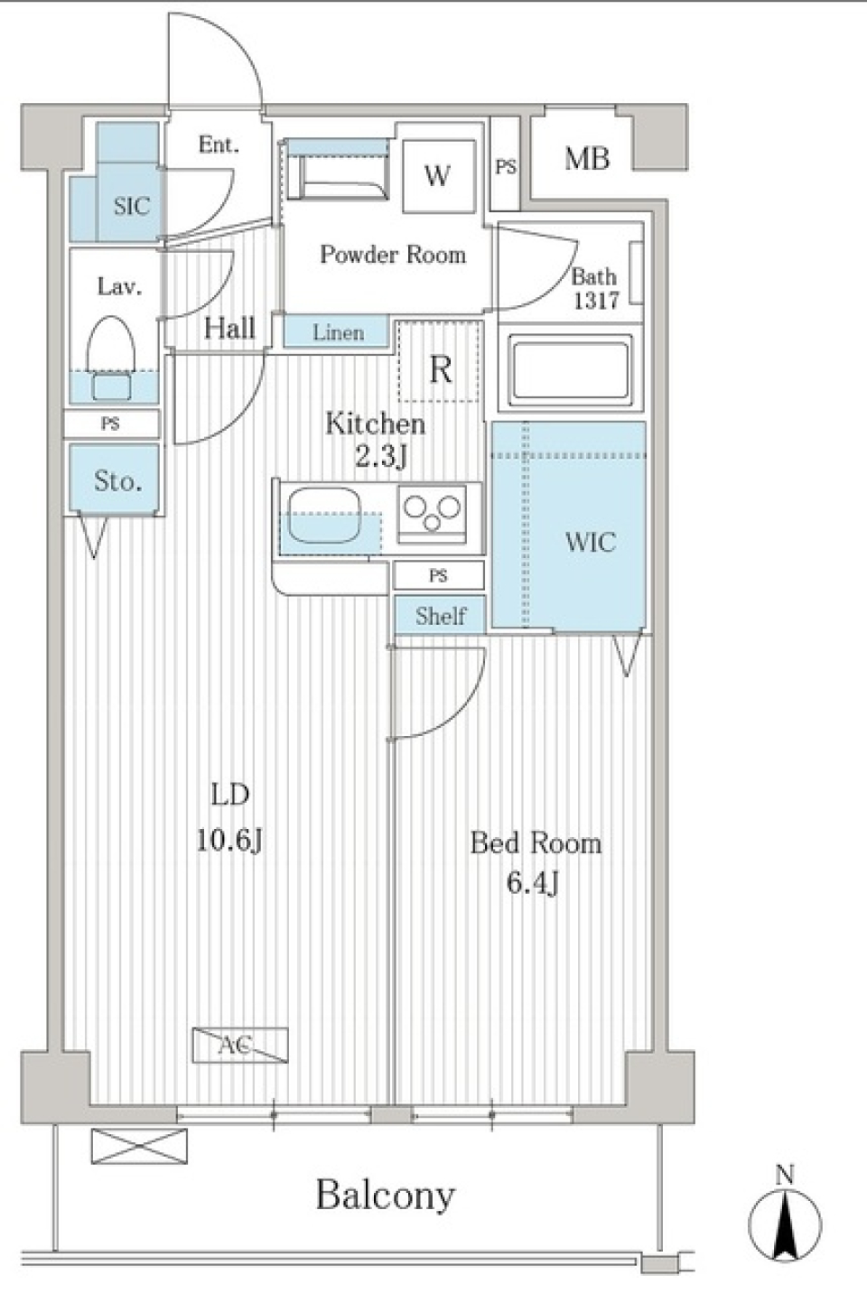 フェリシア江坂　702号室の間取り図