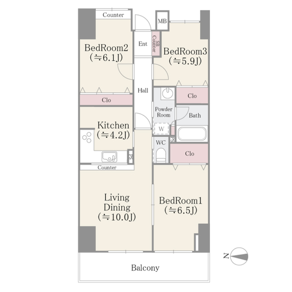 アビタシオン大島　602号室の間取り図