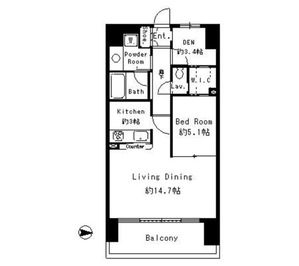 パークキューブ東品川　1203号室［ペット可］の間取り図