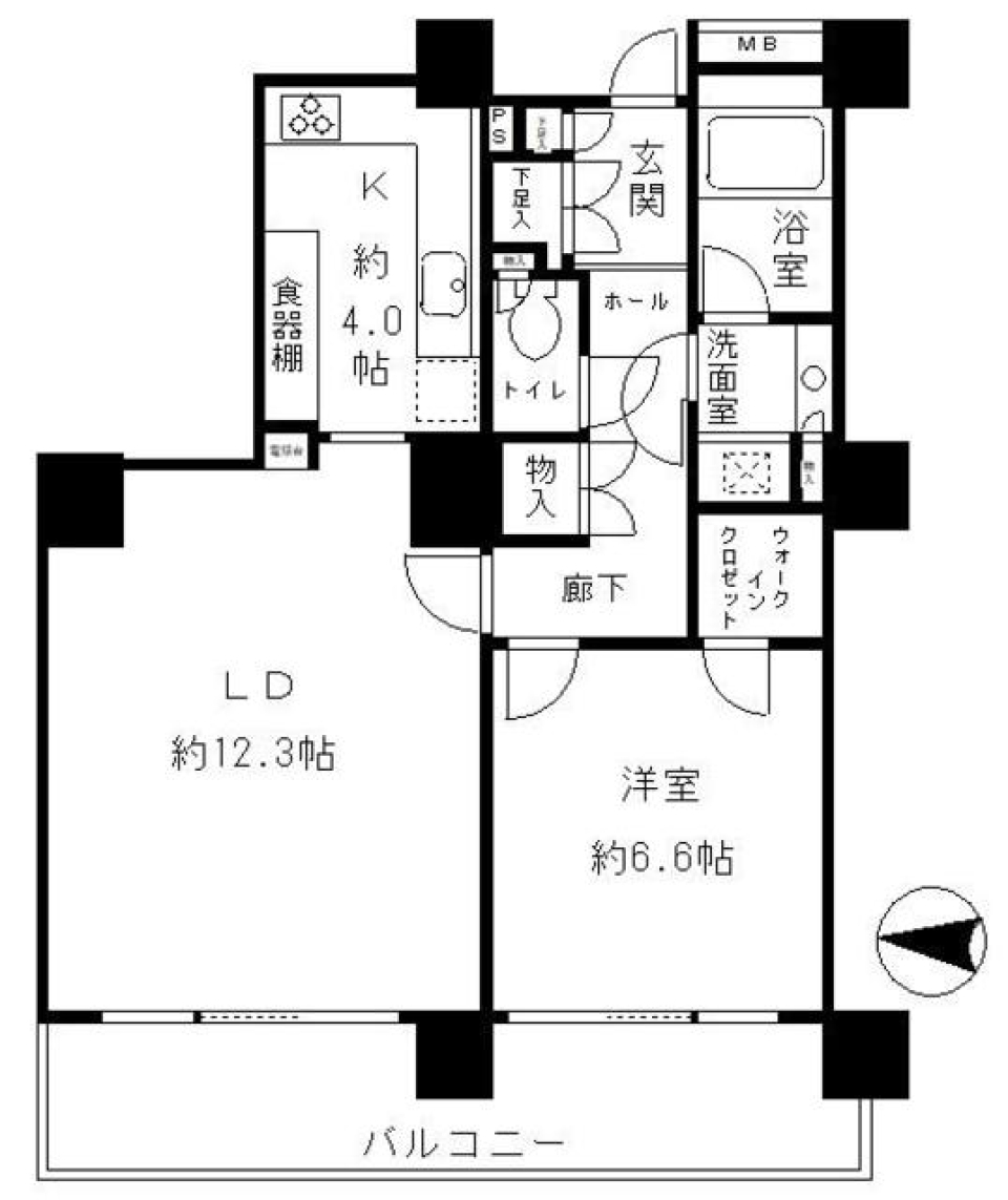リバーポイントタワー　1310号室の間取り図