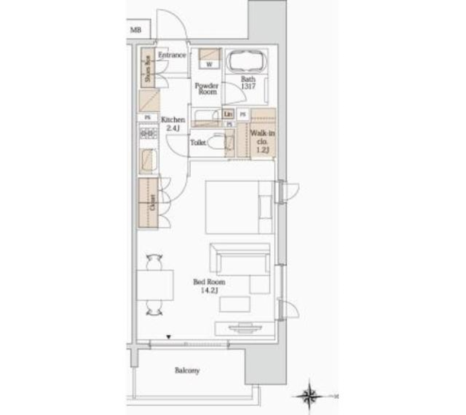 パークアクシス大阪新町　1004号室の間取り図