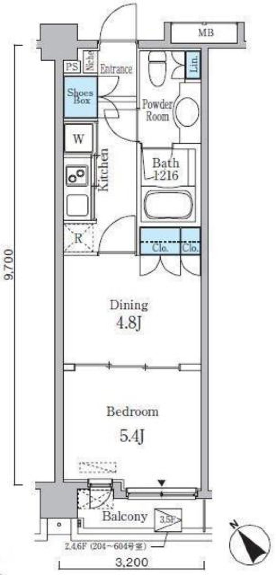 クインテット恵比寿　308号室の間取り図
