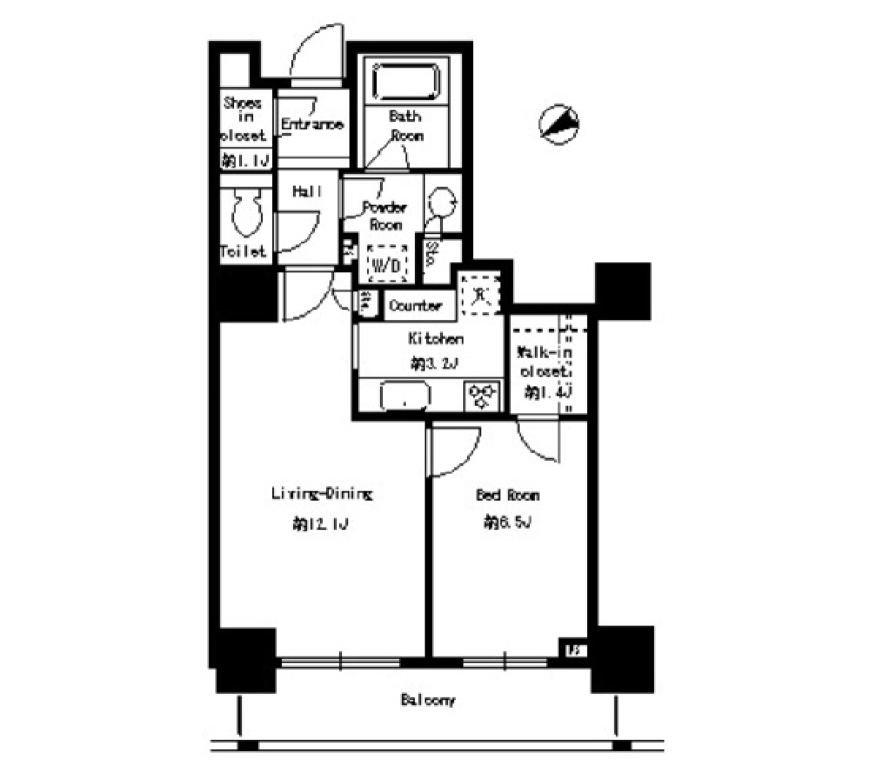 パークタワー芝浦ベイワード　アーバンウイング　407号室［ペット可］の間取り図
