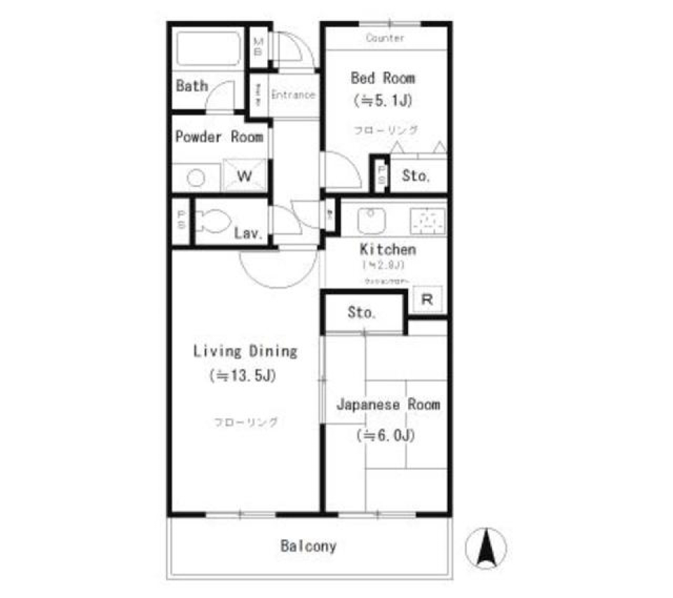 ベルク長岡京　104号室の間取り図