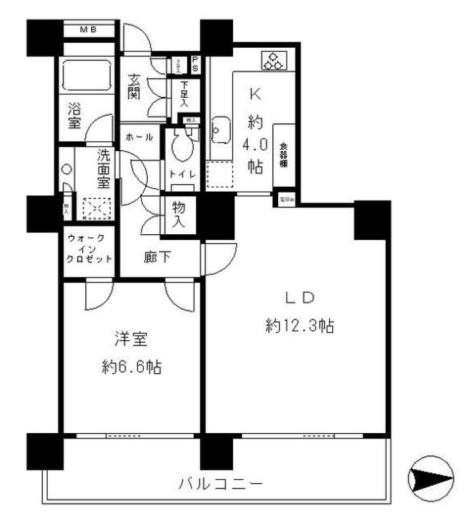 リバーポイントタワー　1803号室の間取り図