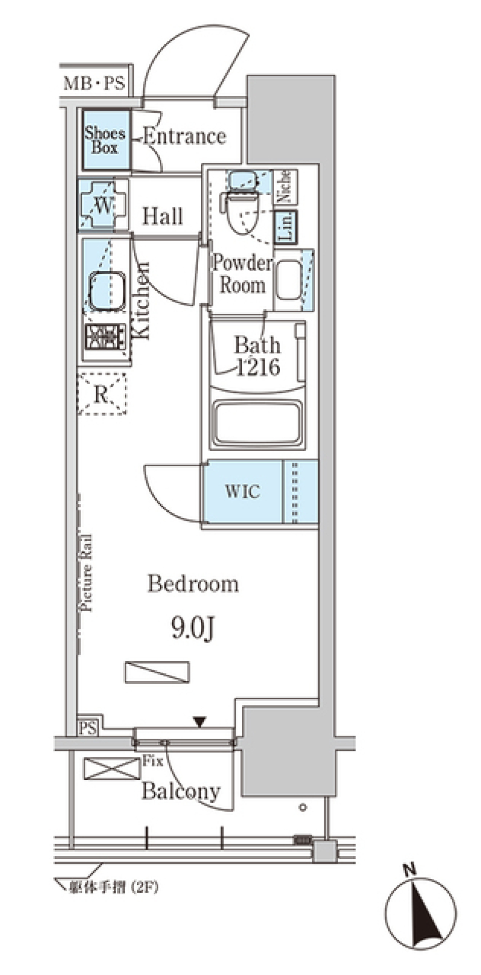 パークアクシス門前仲町イースト　203号室［ペット可］の間取り図
