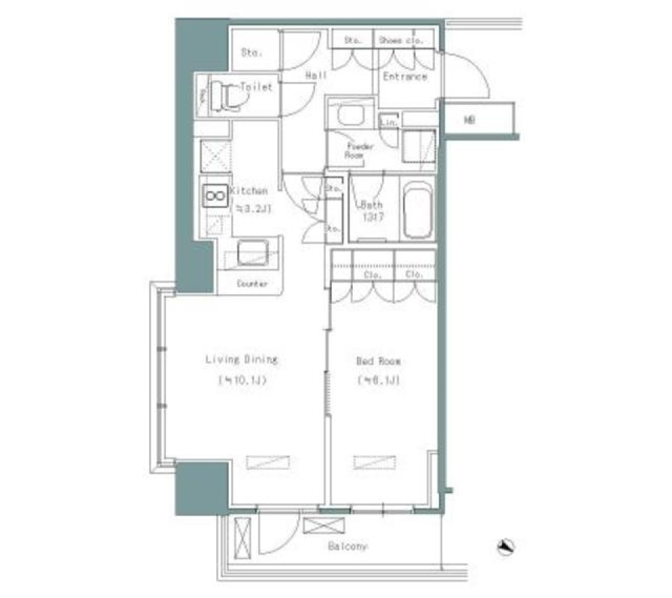 パークアクシスうつぼ公園　201号室の間取り図