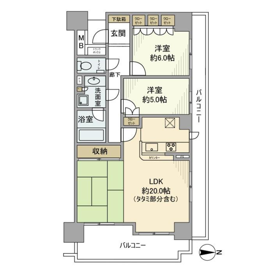 ダイアパレス立川　401号室の間取り図