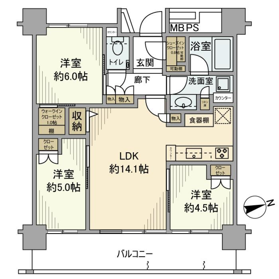パークタワー東雲　2303号室の間取り図