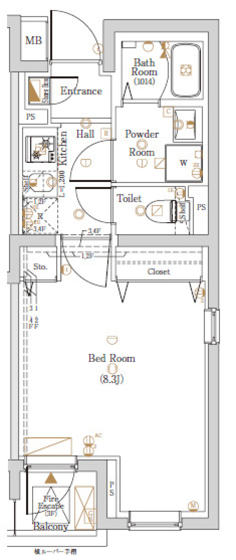 KNOTS東武練馬Sta.／ノッツ東武練馬ステーション　201号室［ペット可］の間取り図