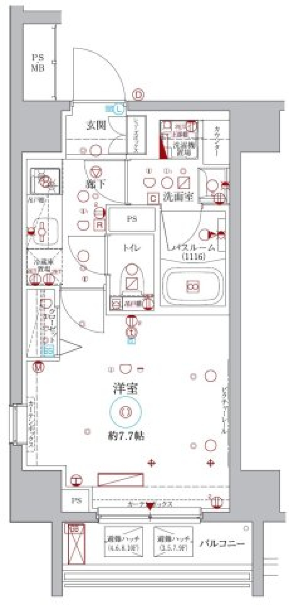 ラグディア北新宿　1002号室［ペット可］の間取り図
