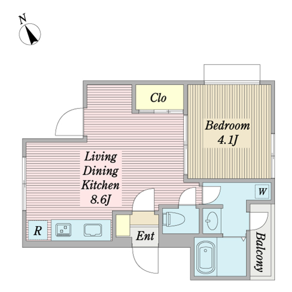 ＰＩＮＯ東中延　0401号室の間取り図