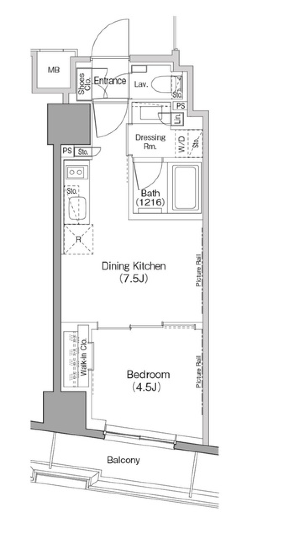 ザ・パークハビオ日本橋小伝馬町　803号室［ペット可］の間取り図