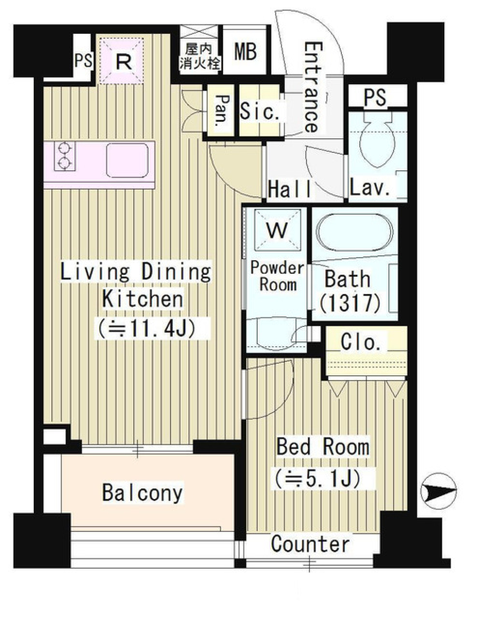 パークホームズ初台　203号室の間取り図