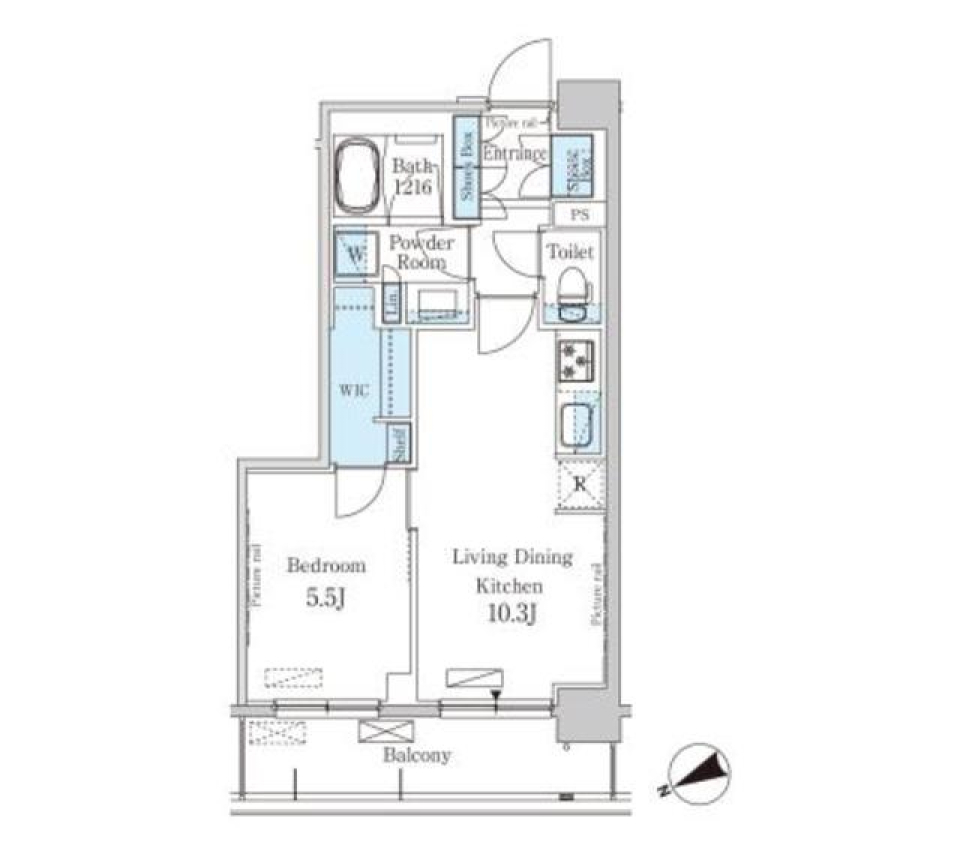 パークアクシス門前仲町・清澄庭園　208号室［ペット可］の間取り図