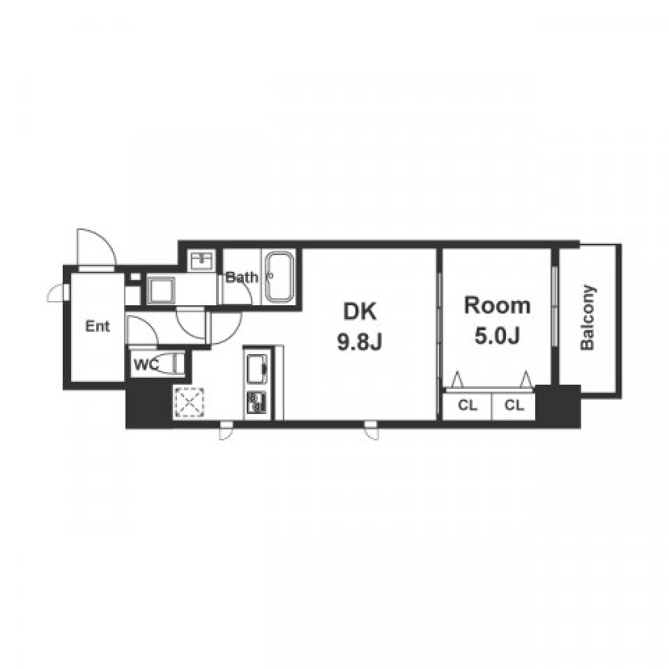 スプランディッド淀屋橋DUE　801号室［ペット可］の間取り図