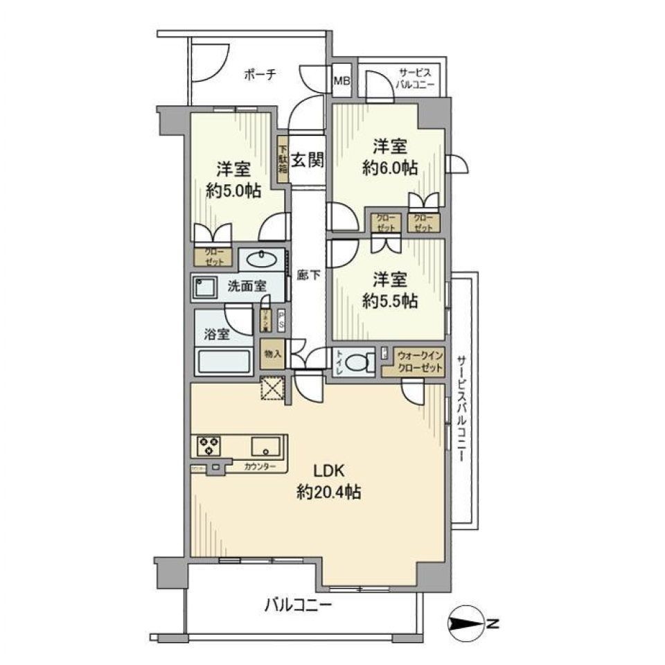 イーグルコート山科椥辻シエロガーデン　320号室の間取り図