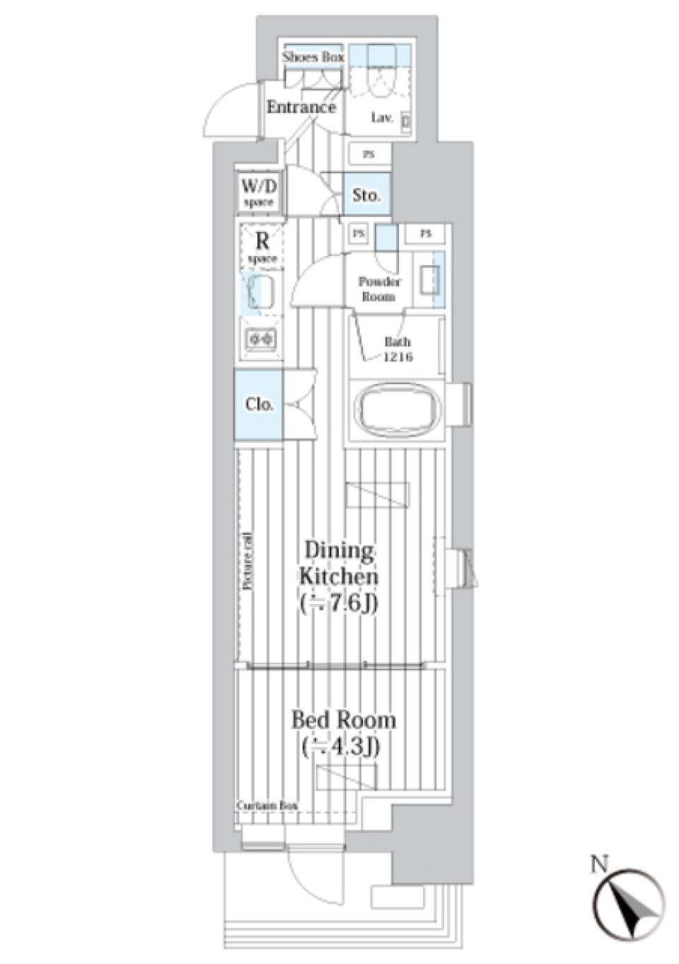 ライオンズフォーシア築地ステーション　205号室［ペット可］の間取り図