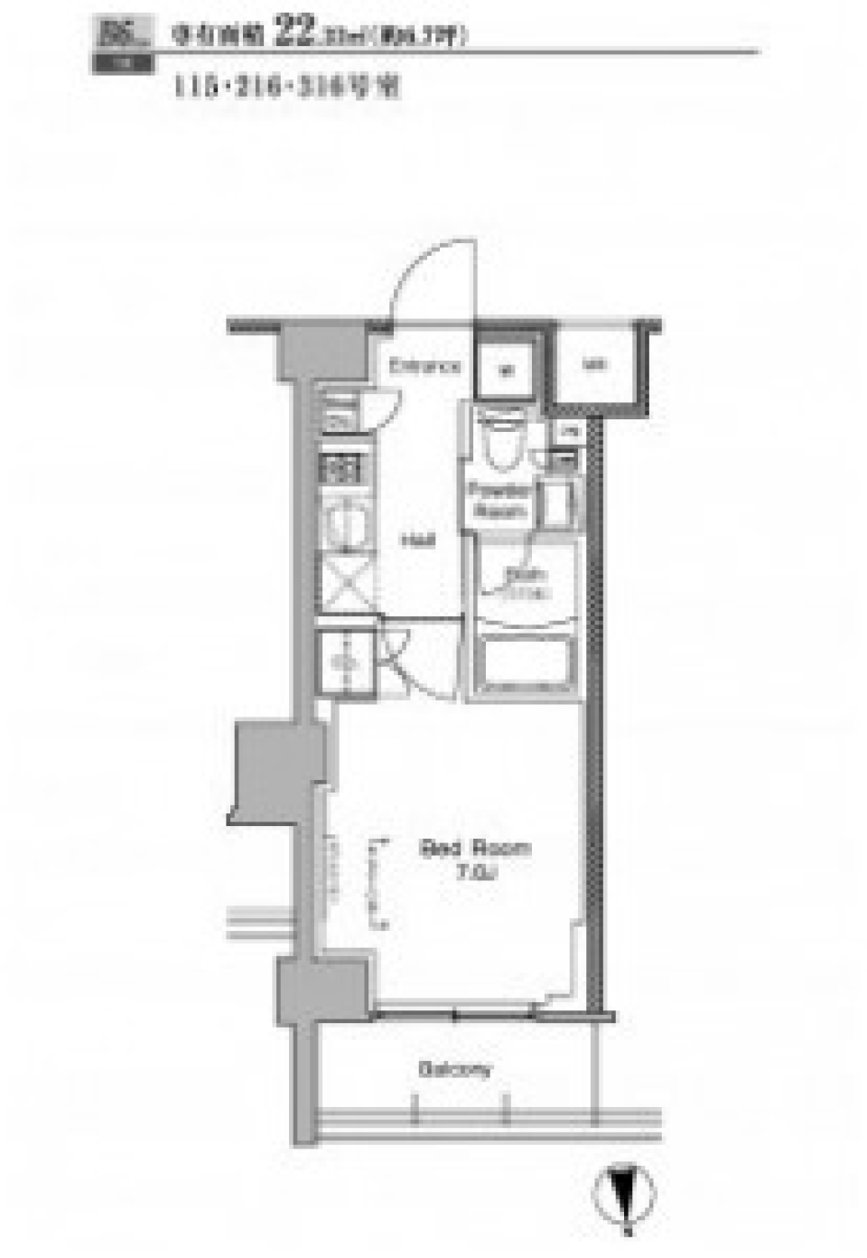 プラウドフラット南品川　115号室［ペット可］の間取り図