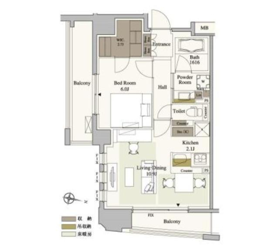パークアクシス梅田　701号室の間取り図