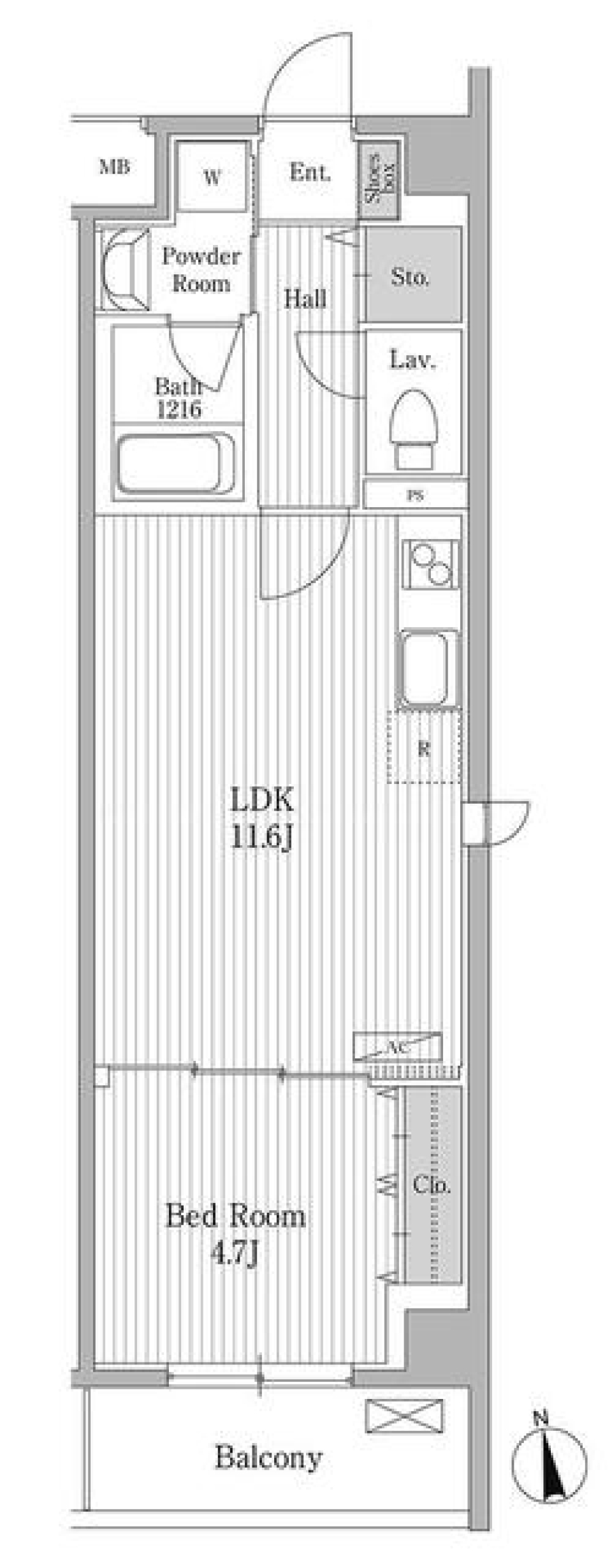 カルム西野　203号室［ペット可］の間取り図