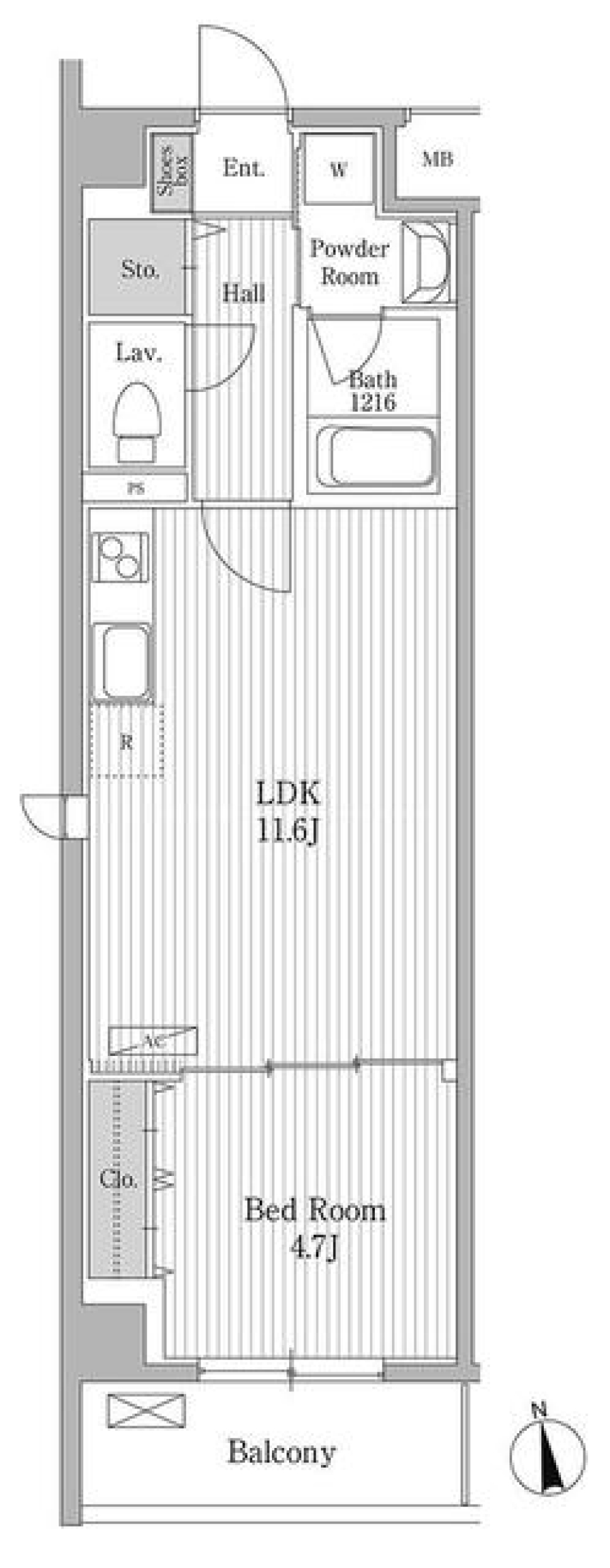 カルム西野　204号室［ペット可］の間取り図