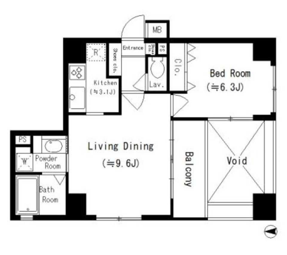 ルーエ五条堀川　305号室の間取り図