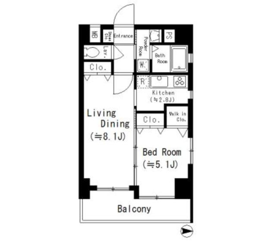 ルーエ五条堀川　401号室の間取り図