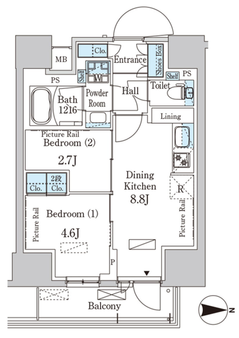 パークアクシス入谷　1305号室［ペット可］の間取り図