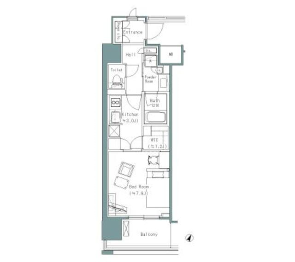 パークアクシスうつぼ公園　1301号室の間取り図