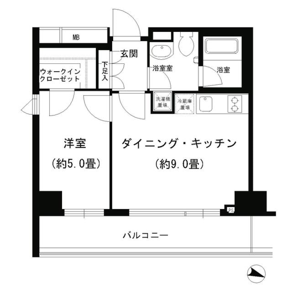 ＰＯＲＴＯ　ＰＡＲＴＩＲＥ　ＹＯＫＯＨＡＭＡ　503号室の間取り図