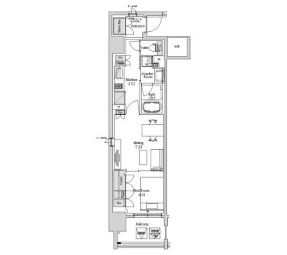 パークアクシス本町　701号室の間取り図