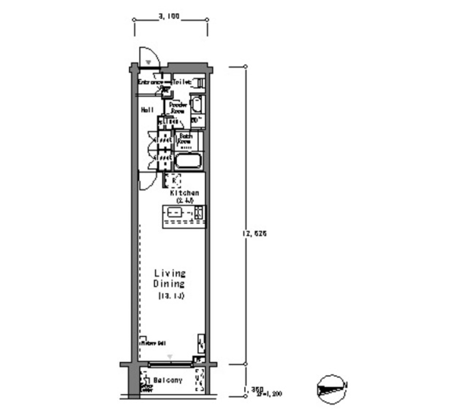フロンティアレジデンス南麻布　316号室［ペット可］の間取り図