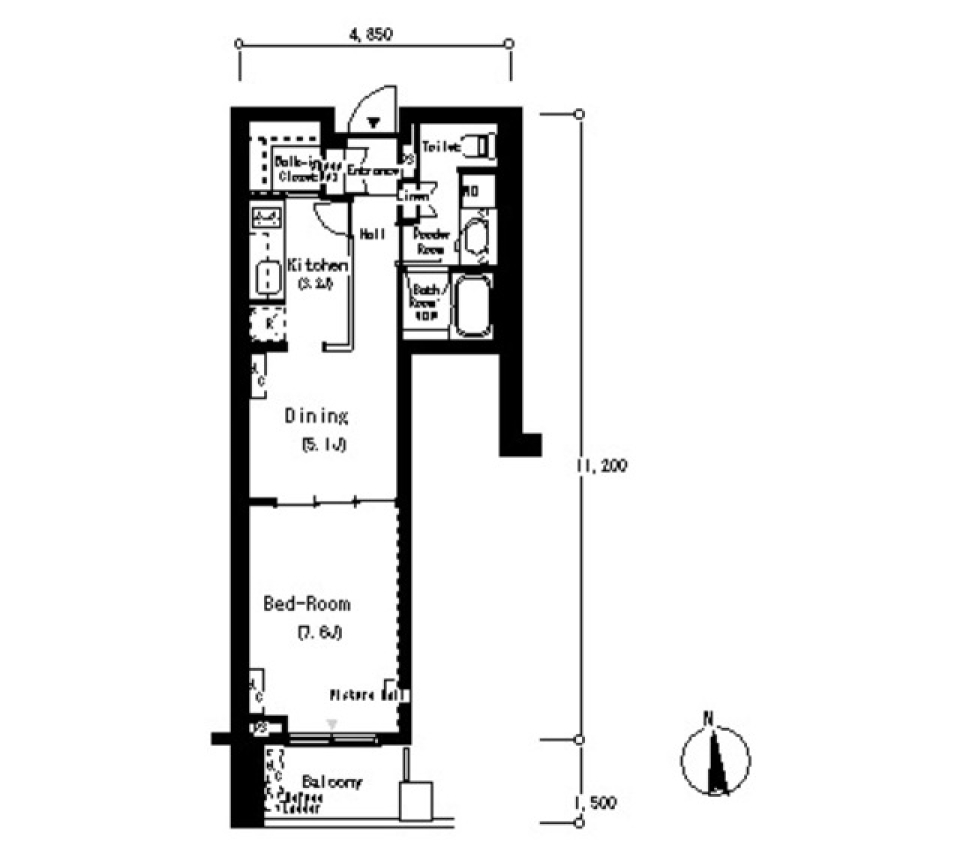 フロンティアレジデンス南麻布　505号室［ペット可］の間取り図