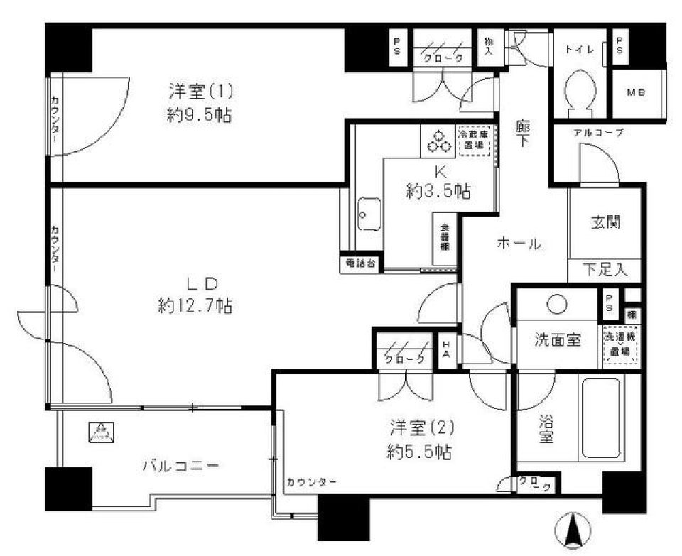 パークサイド・ウイングス　211号室の間取り図