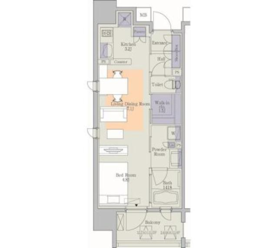 パークアクシス心斎橋　1404号室の間取り図
