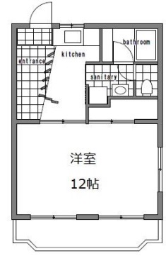 よくある1Kよりも、ちょっぴり広めな洋室12帖