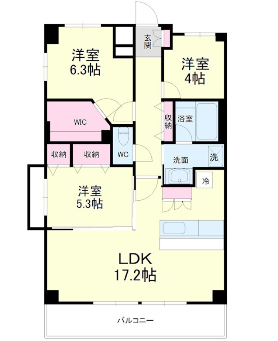 点Pに見守られての間取り図