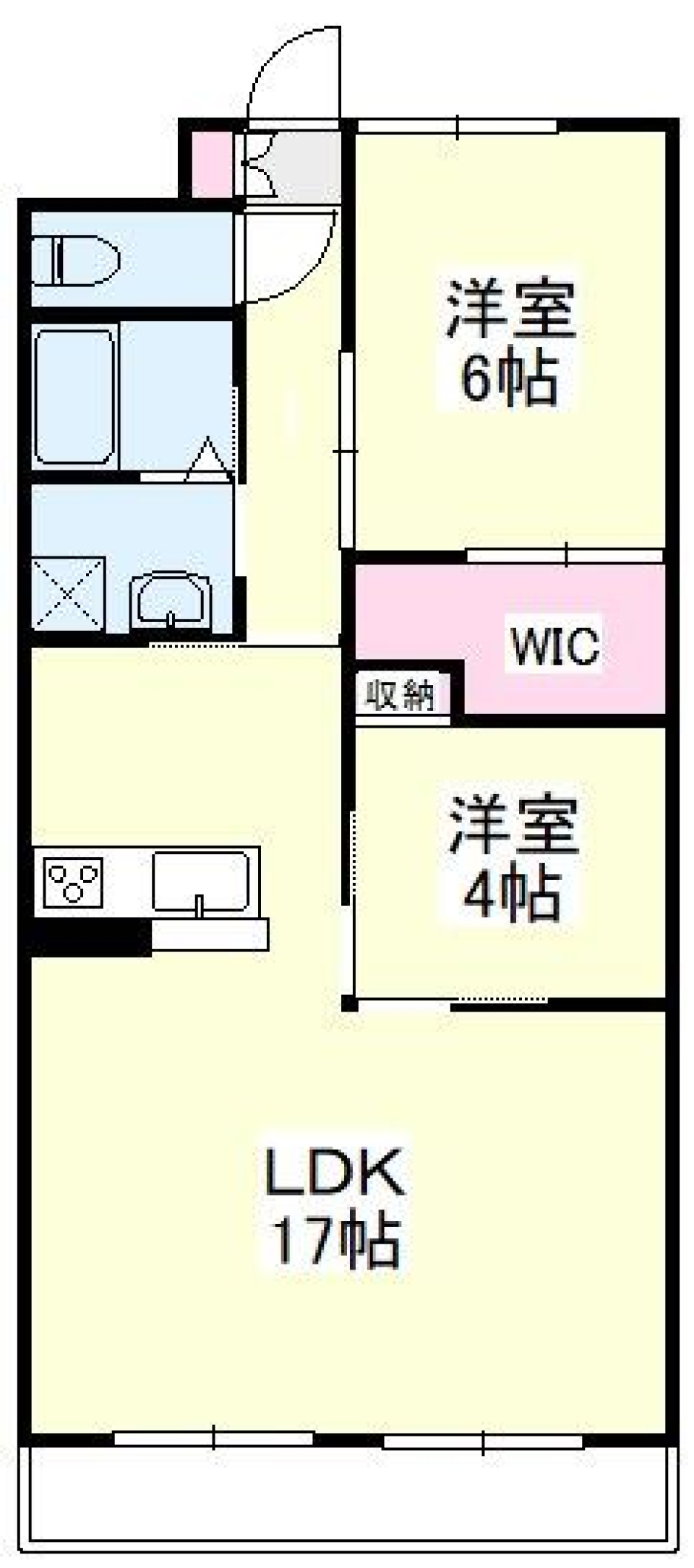 キッチンから見える景色の間取り図
