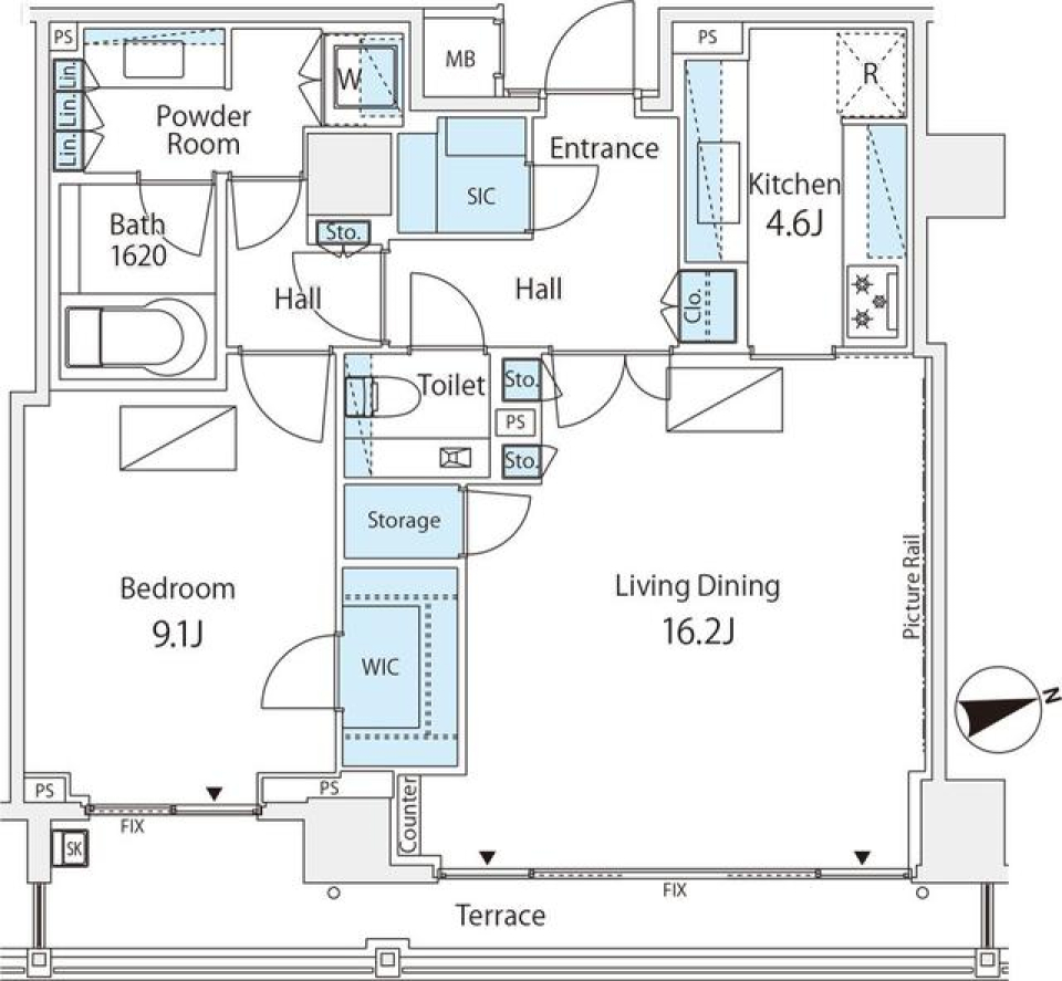 グランドヒルズ元麻布 105号室の間取り図