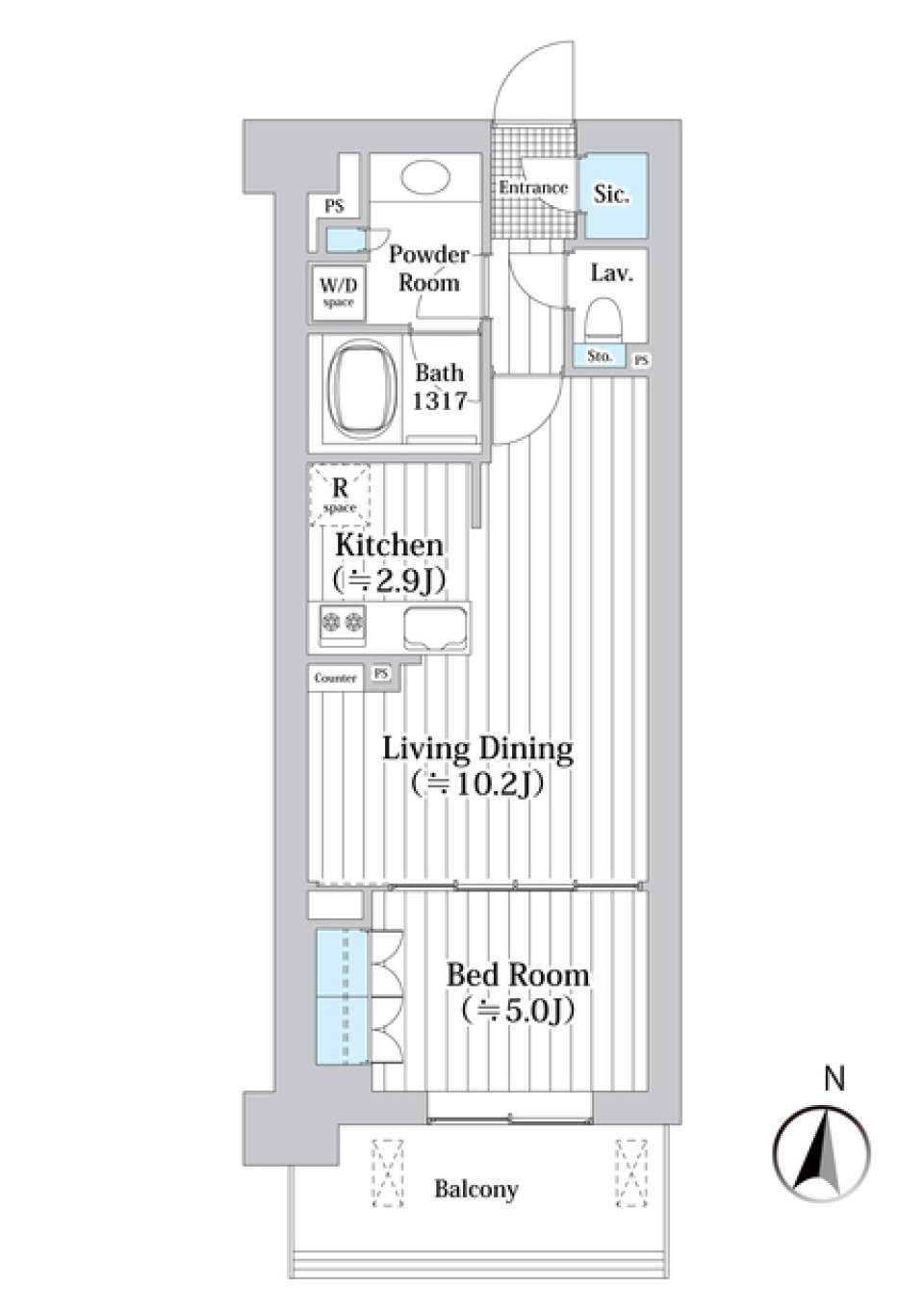 アビティグランデ砧　（Ｂ棟）　407号室の間取り図