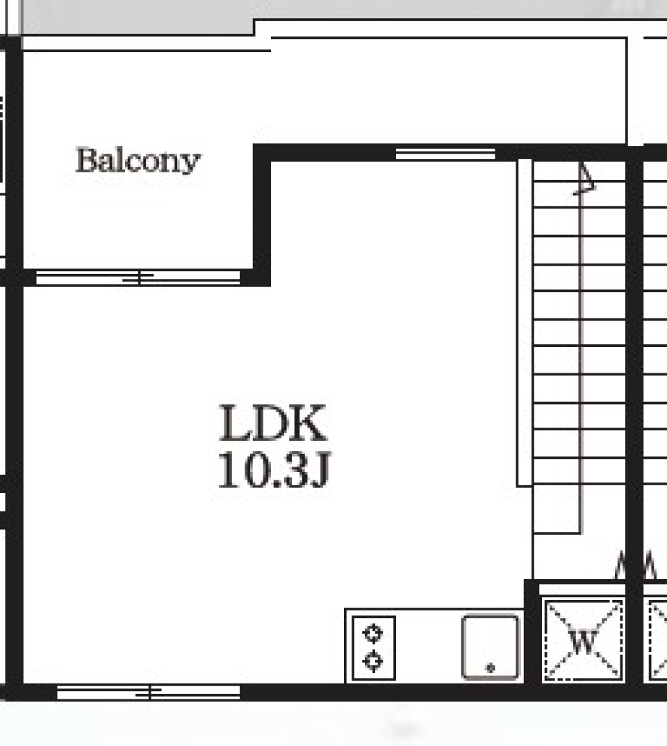 メゾネットタイプ４階はこちら。ゆったりLDKとキッチン！